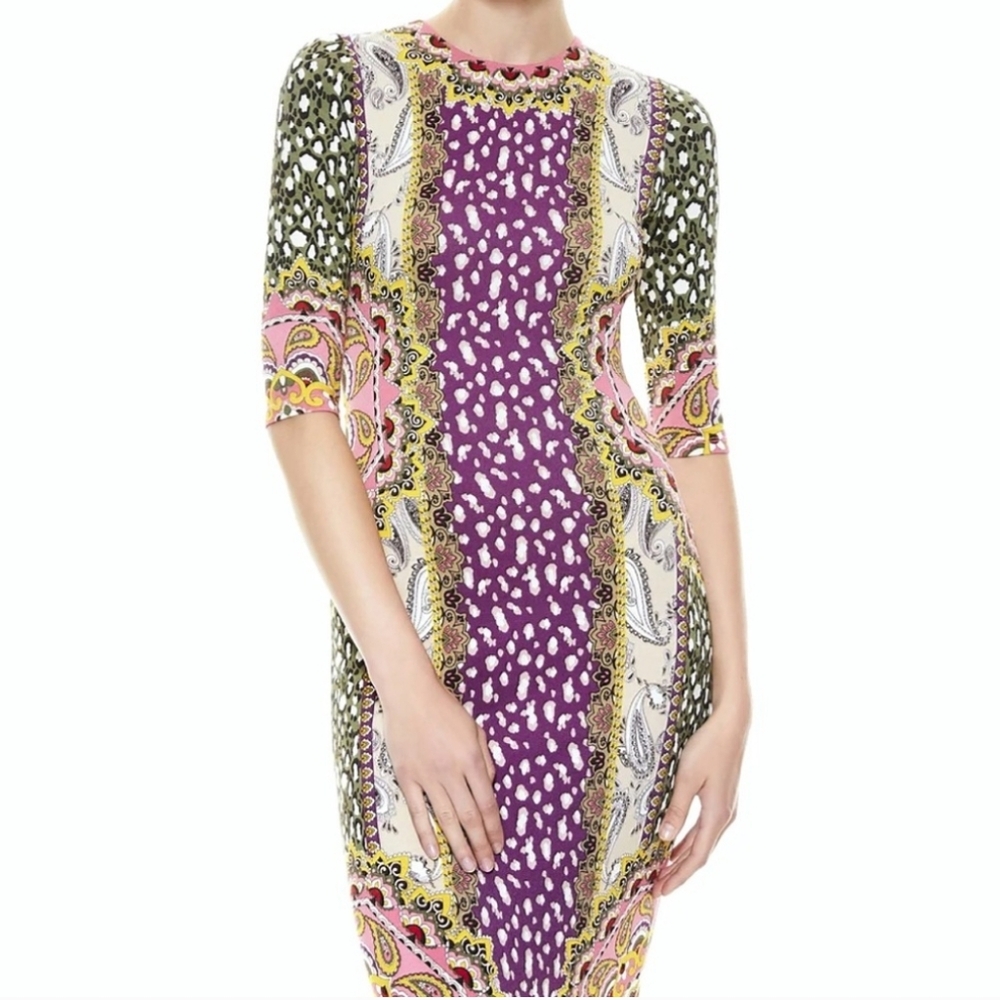Alice + Olivia Purple Multi-Print Midi Dress - Picture 11 of 11